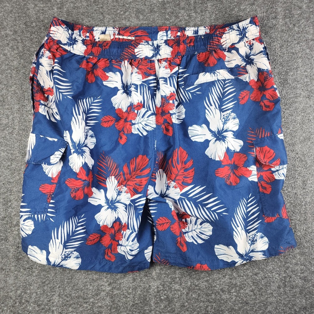 Foundry Swim Trunks Mens 3XL Blue Floral Tropical‎ Cargo Board Shorts